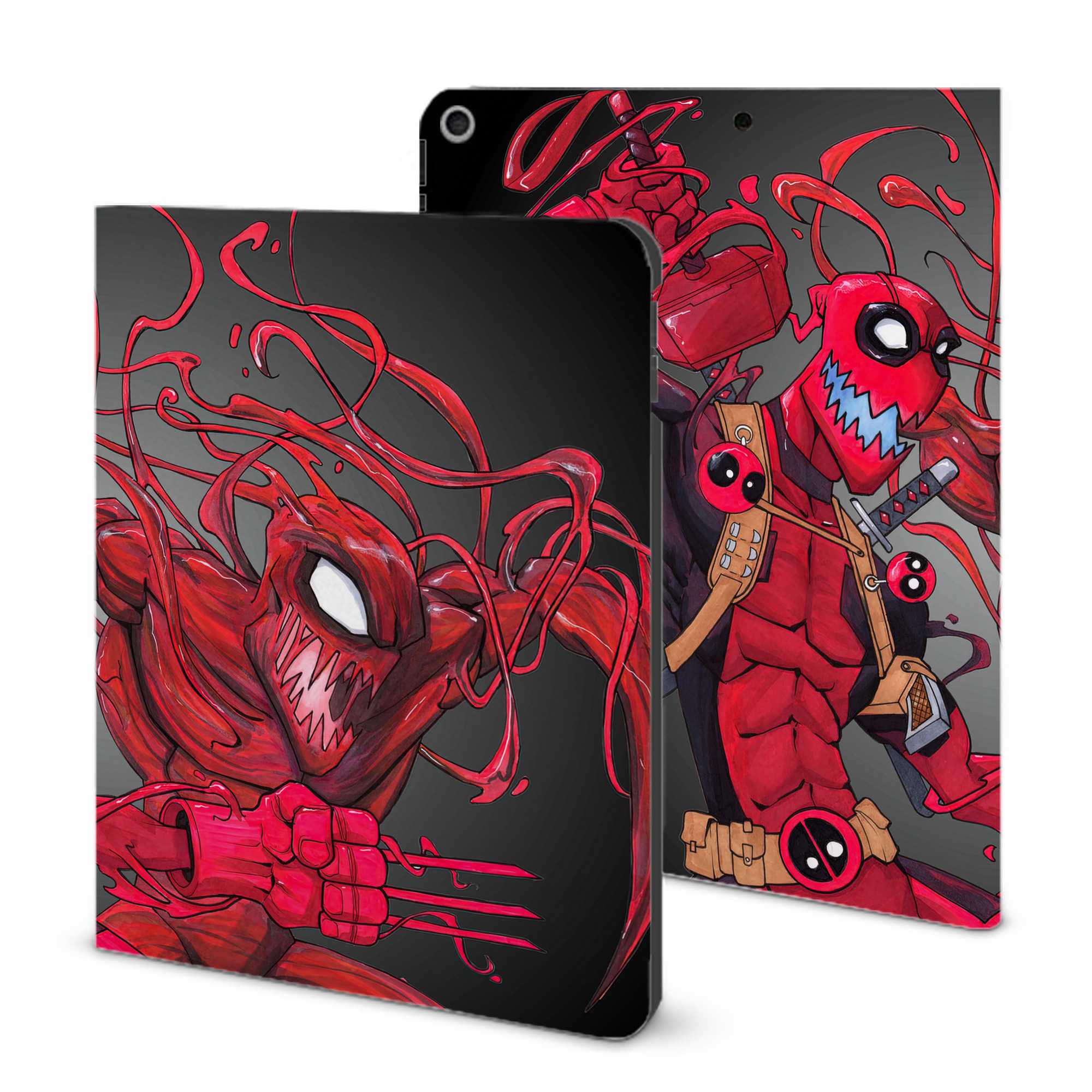 （画像用） Deadpool デッドプール IPad ケース ブック型 PUレザー TPU 耐衝撃 軽量 薄型 ペン収納なし 全面保護 IPad 各モデル対応